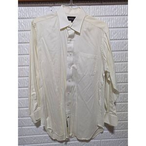 Robert Talbott Men's Cream Long-Sleeve Cotton Button-Down Shirt Size 16/35